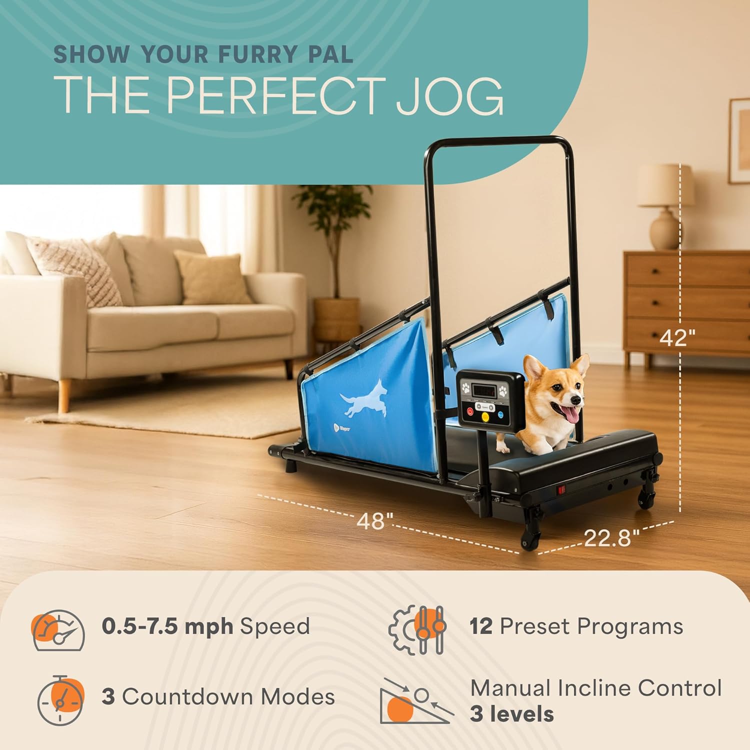 LifePro 2026 Dog Treadmill – Electric Indoor Running Machine for Small & Medium Dogs, Supports 130 lbs - Image 2