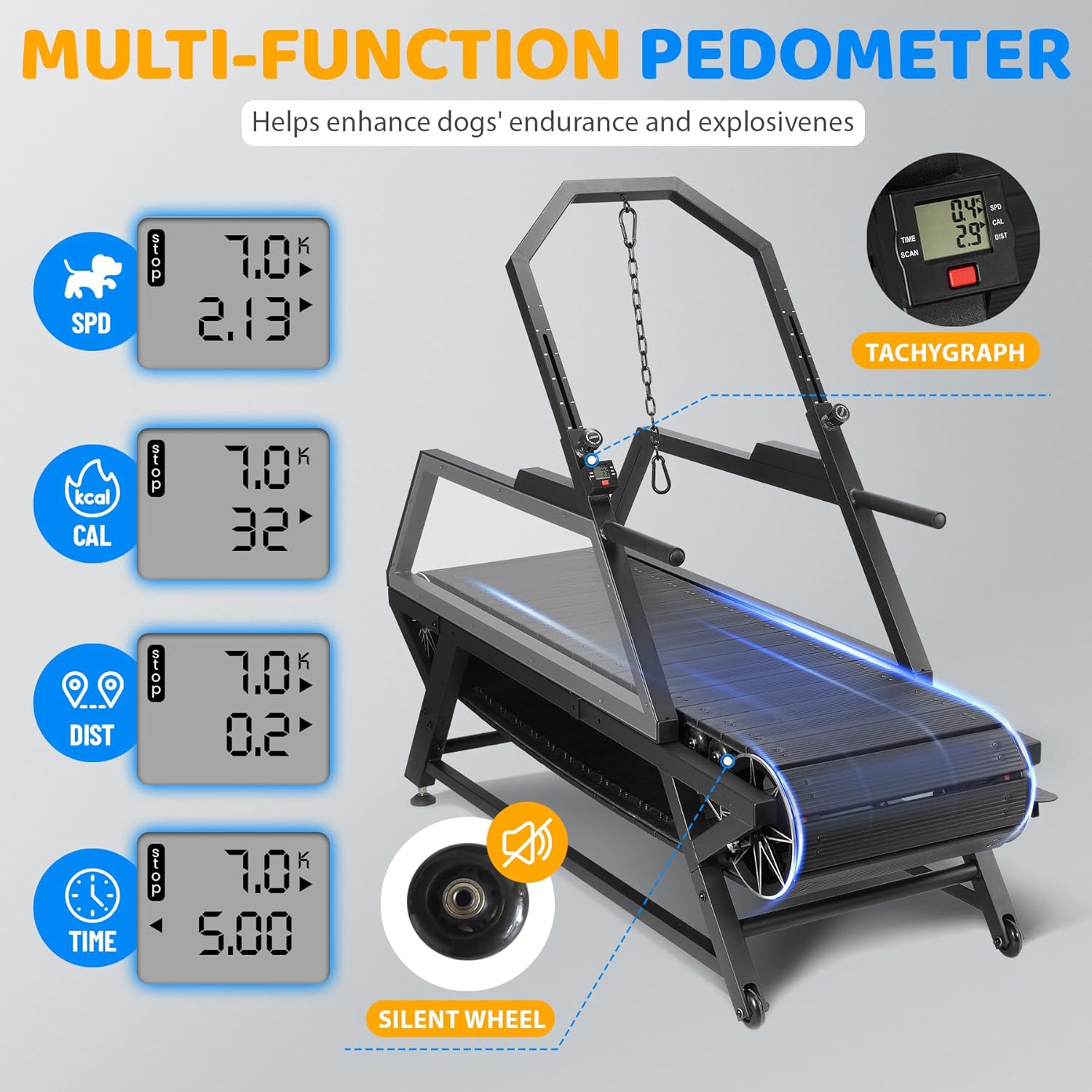 CATWEST 2026 Dog Treadmill – Non‑Electric Slatmill with Step Counter & Adjustable Incline, Supports 300 lbs - Image 5