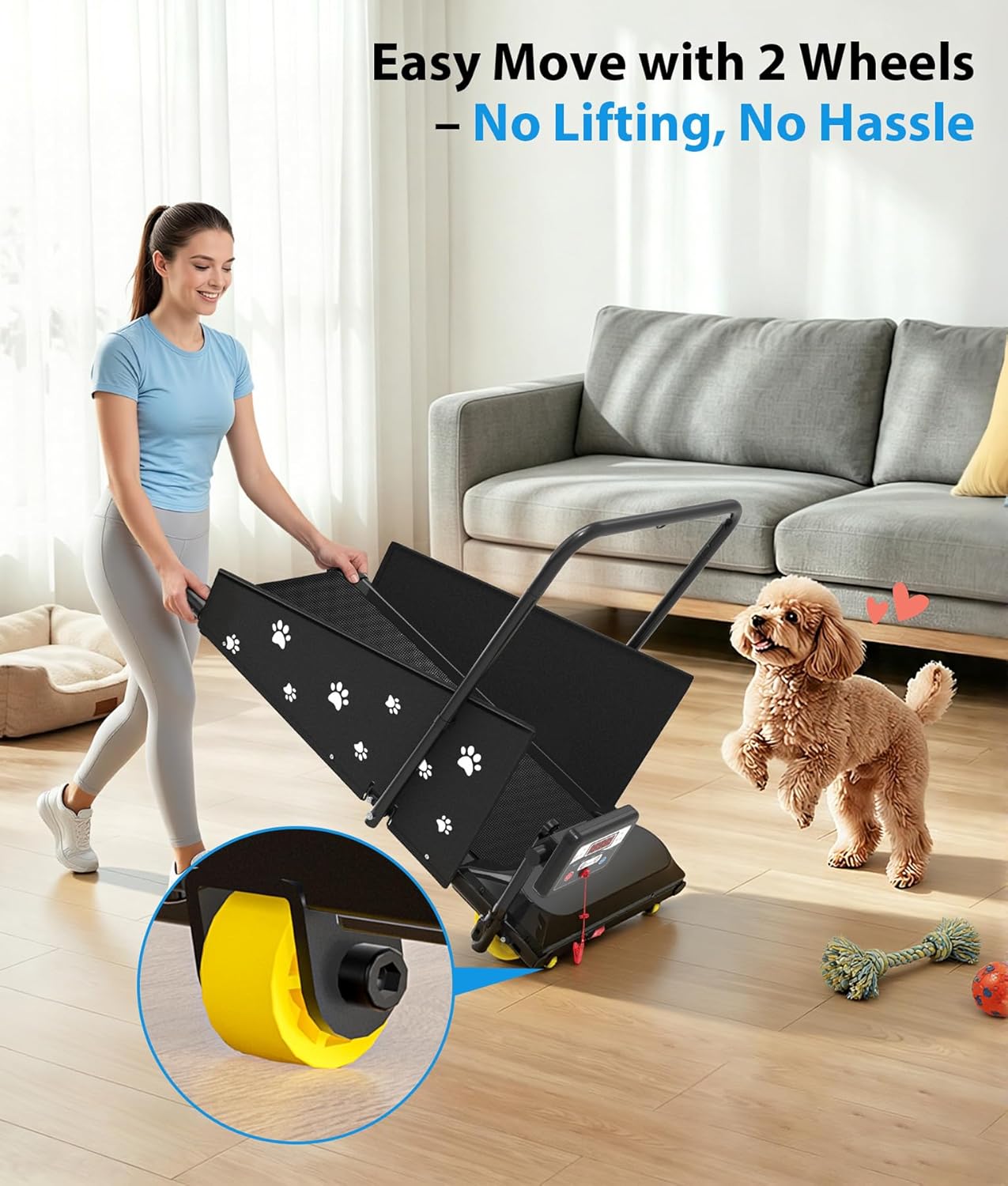 GYMAX 3‑in‑1 Dog & Human Treadmill – Pet Runner with Removable Panels, Remote Control & LED Display - Image 3