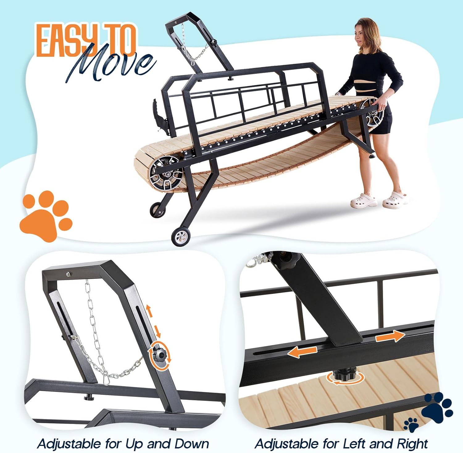 SPECRAFT 2026 Dog Treadmill – Non‑Electric Slatmill for Medium & Large Dogs, Handbrake Control, Supports 330 lbs - Image 2