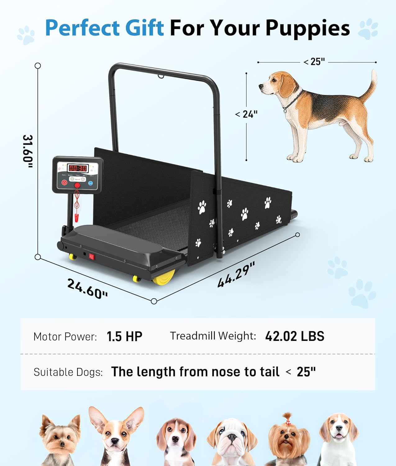 GYMAX 3‑in‑1 Dog & Human Treadmill – Pet Runner with Removable Panels, Remote Control & LED Display - Image 5