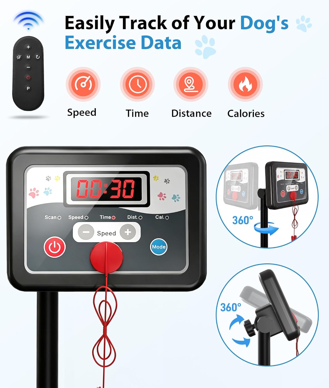 GYMAX 3‑in‑1 Dog & Human Treadmill – Pet Runner with Removable Panels, Remote Control & LED Display - Image 4