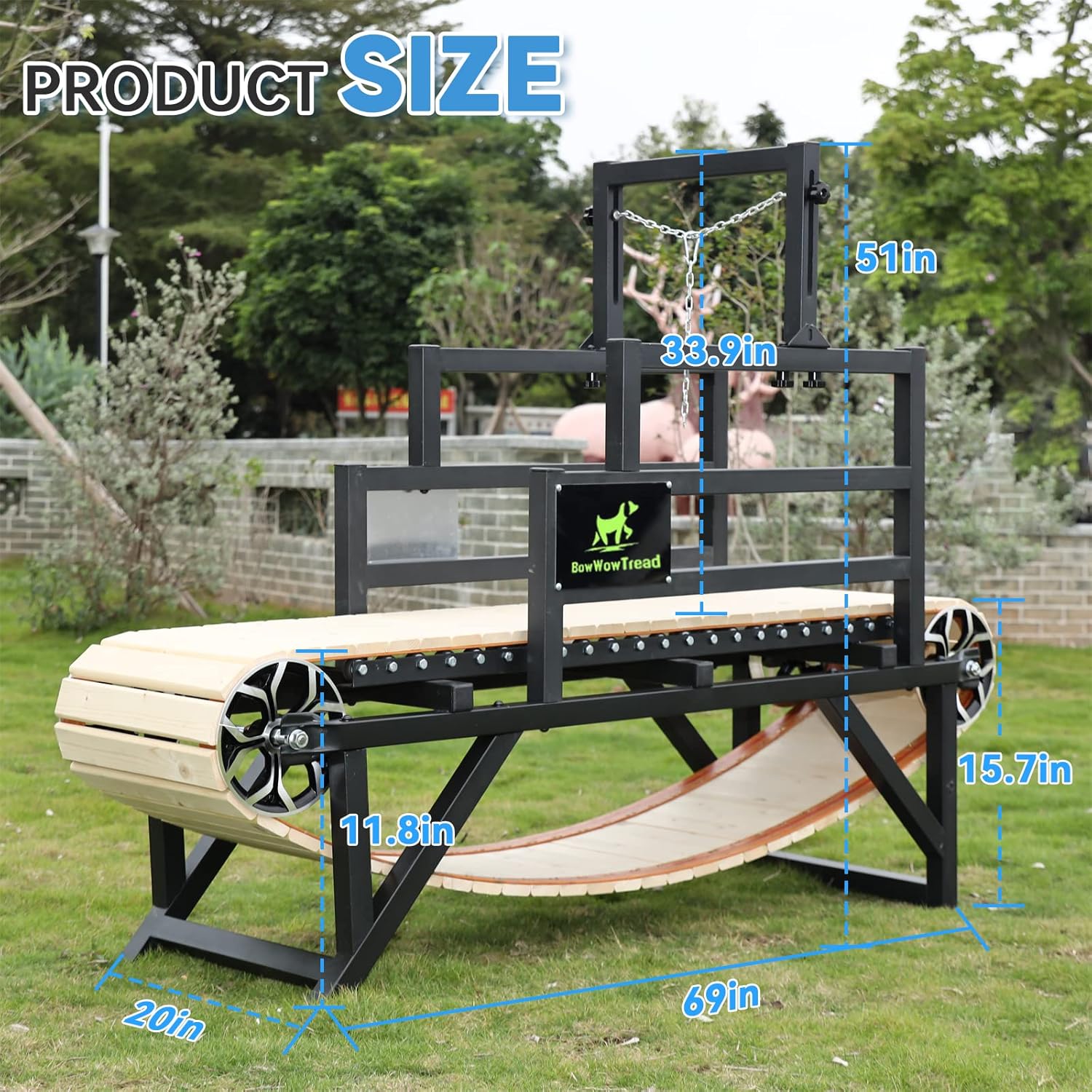 BowWowTread 2026 Larger Dog Treadmill – Non‑Electric Indoor Slatmill, Wheeled, Supports 220 lbs