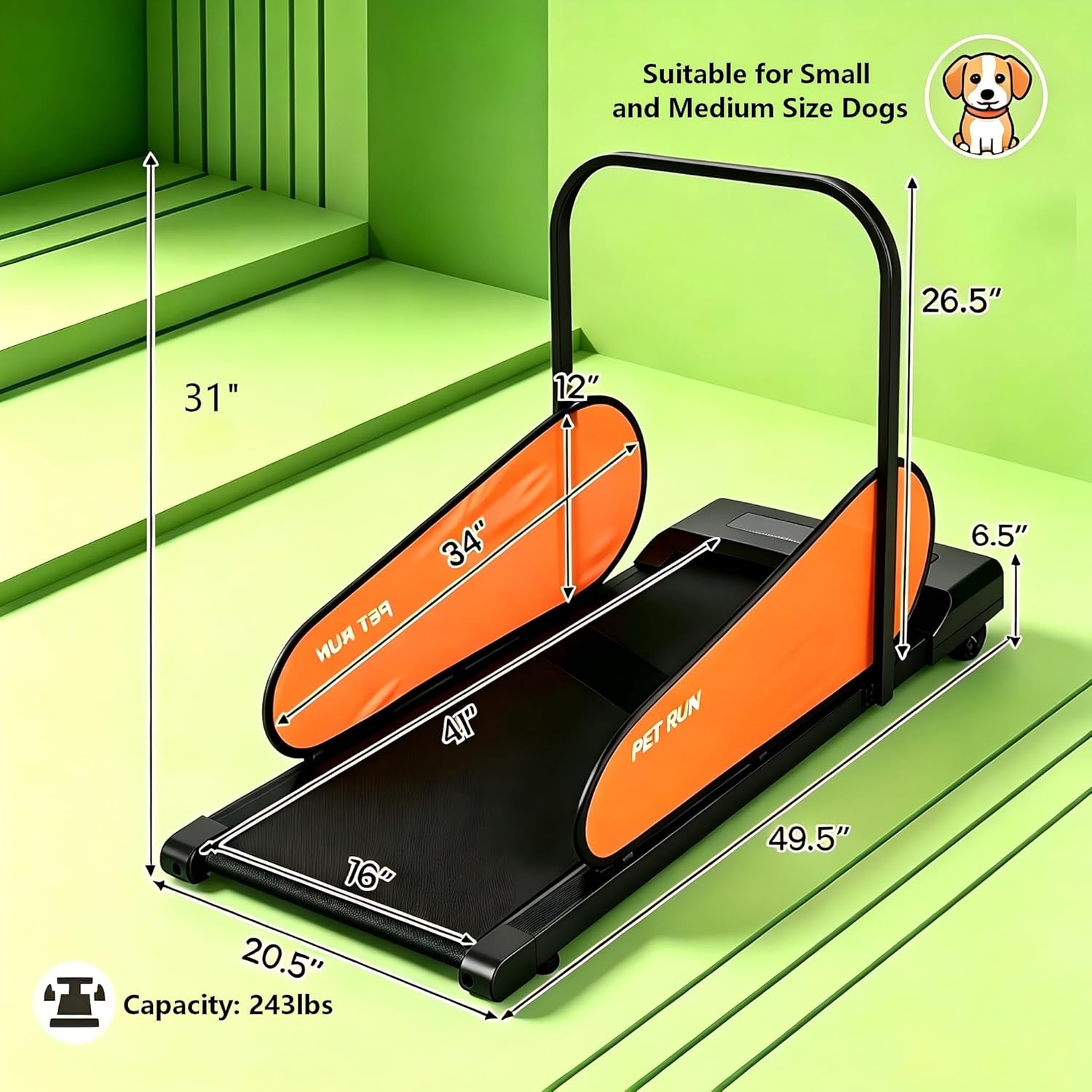 GYMAX 2026 Dog Treadmill – 3‑in‑1 Pet Runner with Remote, LED Display, Adjustable Incline & Preset Programs - Image 5