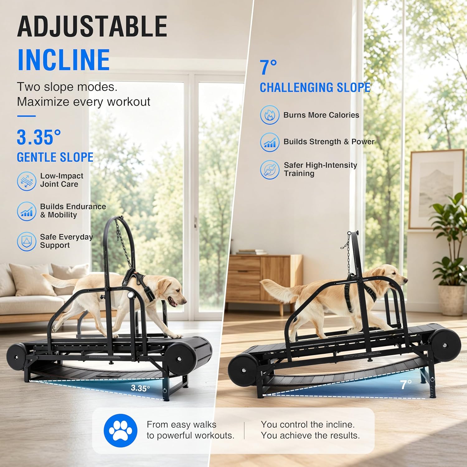 Moysoon 2026 Medium Dog Treadmill – Non‑Electric Slatmill with Foot Brake, Adjustable Incline, Supports 300 lbs - Image 3