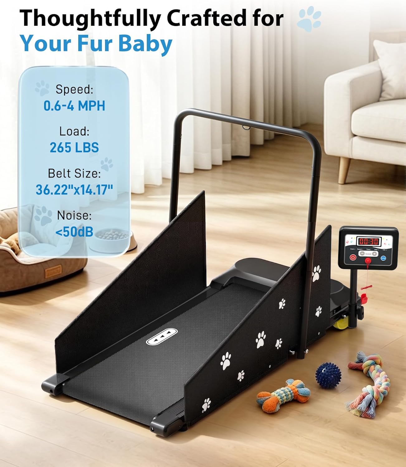 GYMAX 3‑in‑1 Dog & Human Treadmill – Pet Runner with Removable Panels, Remote Control & LED Display - Image 2