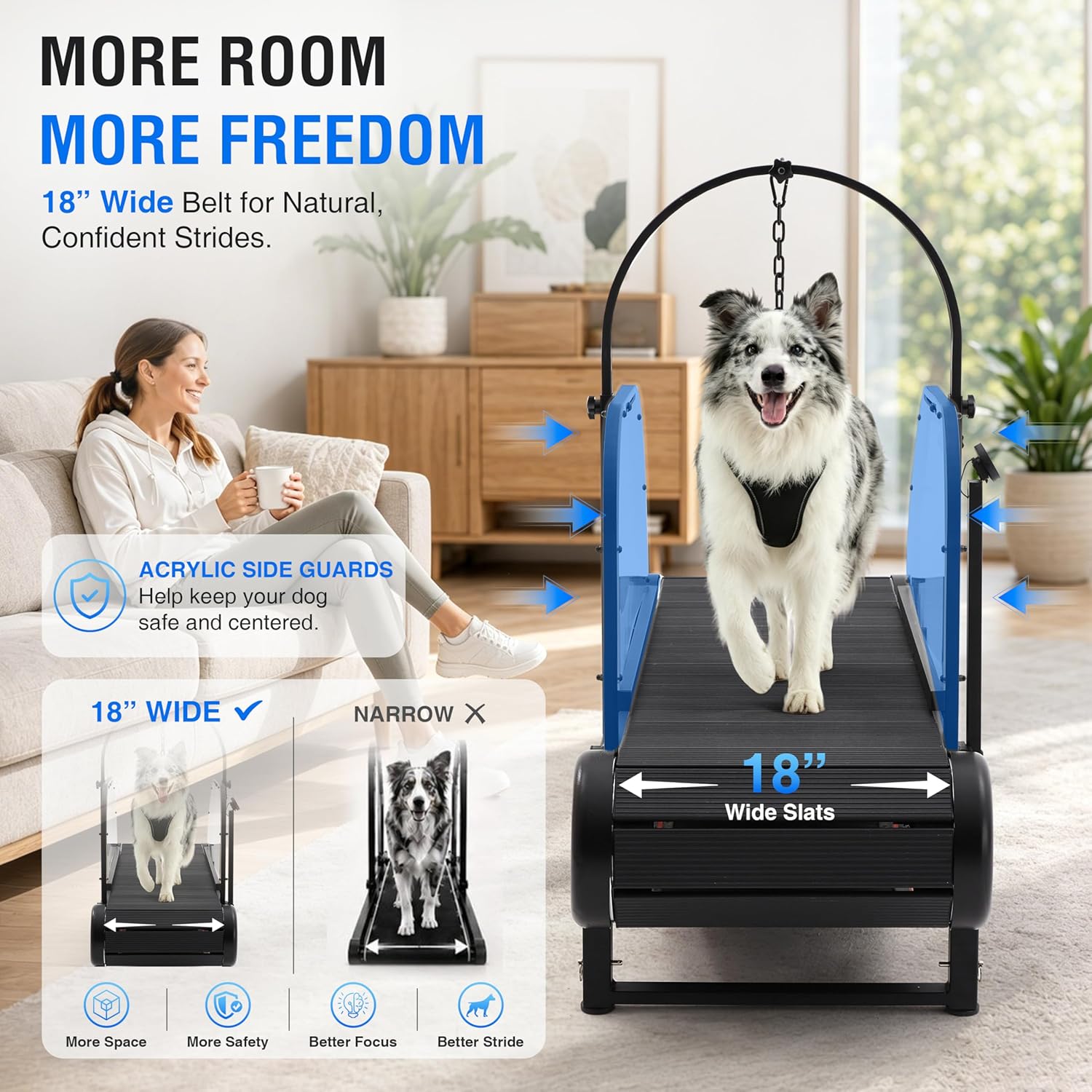 Moysoon 2026 Medium Dog Treadmill – Non‑Electric Slatmill with Foot Brake, Adjustable Incline, Supports 300 lbs - Image 4